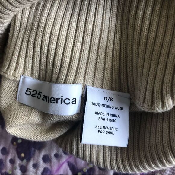 525 America Merino Wool Poncho Fringe Turtleneck Short Sleeve One Size - Picture 3 of 4